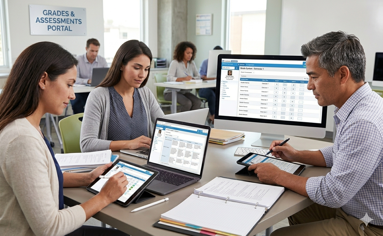 Business reporting and management desk setup