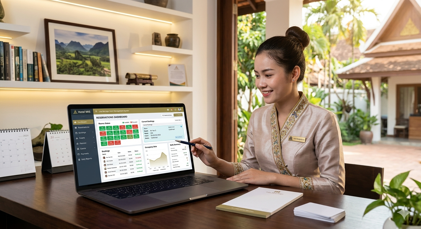 Business reporting and management desk setup